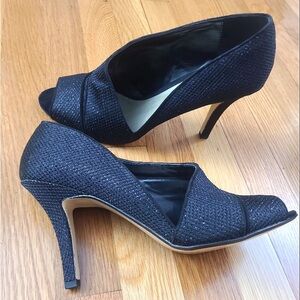 Sparkly Black Ann Marino Peep Toe Pumps